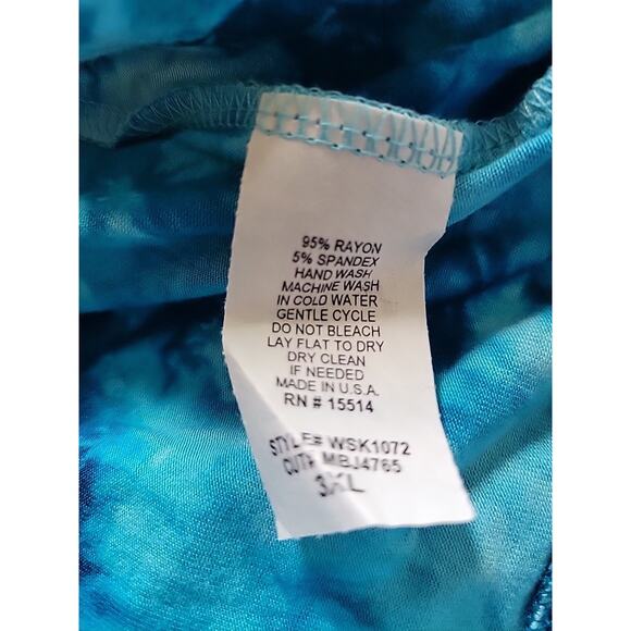 Lock & Love Aqua Blue Tie Dye Open Trapeze Cardigan Women's Plus 3XL Stretch - Picture 12 of 12